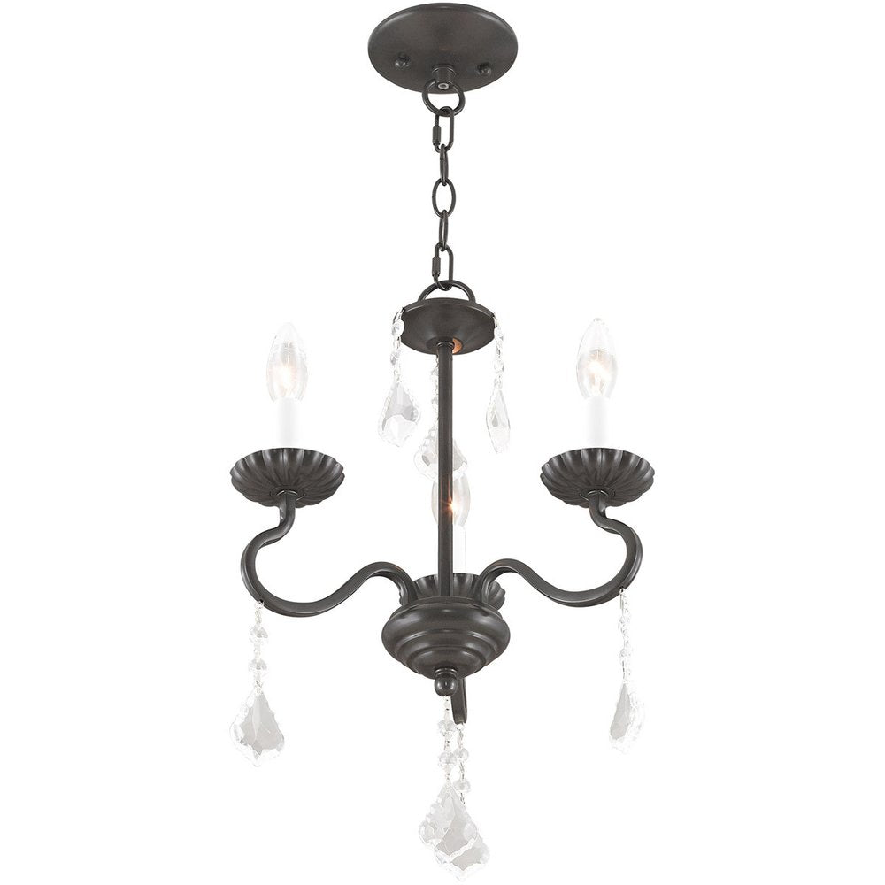 Bronze Three Light Metal Dimmable Chandelier With Shades HomeRoots