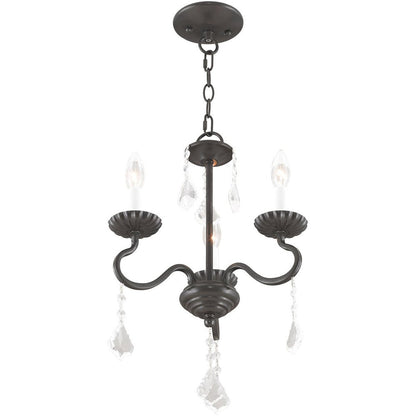 Bronze Three Light Metal Dimmable Chandelier With Shades HomeRoots
