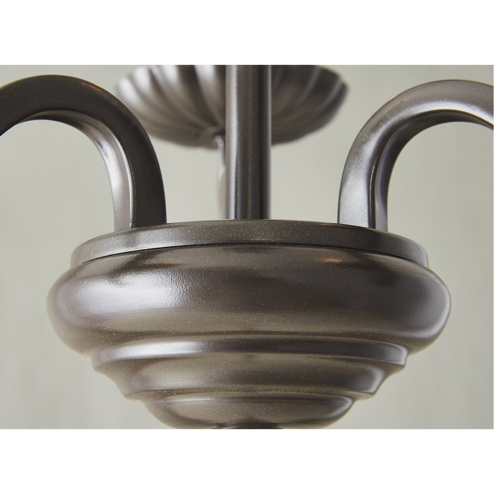 Bronze Three Light Metal Dimmable Chandelier With Shades HomeRoots