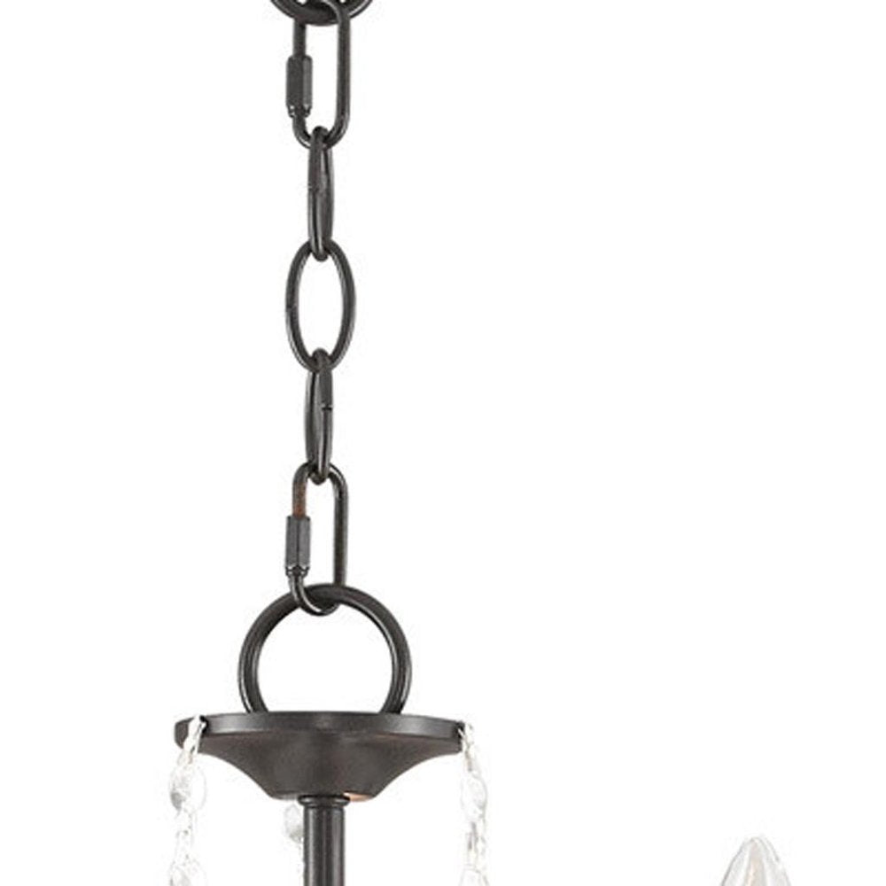 Bronze Three Light Metal Dimmable Chandelier With Shades HomeRoots