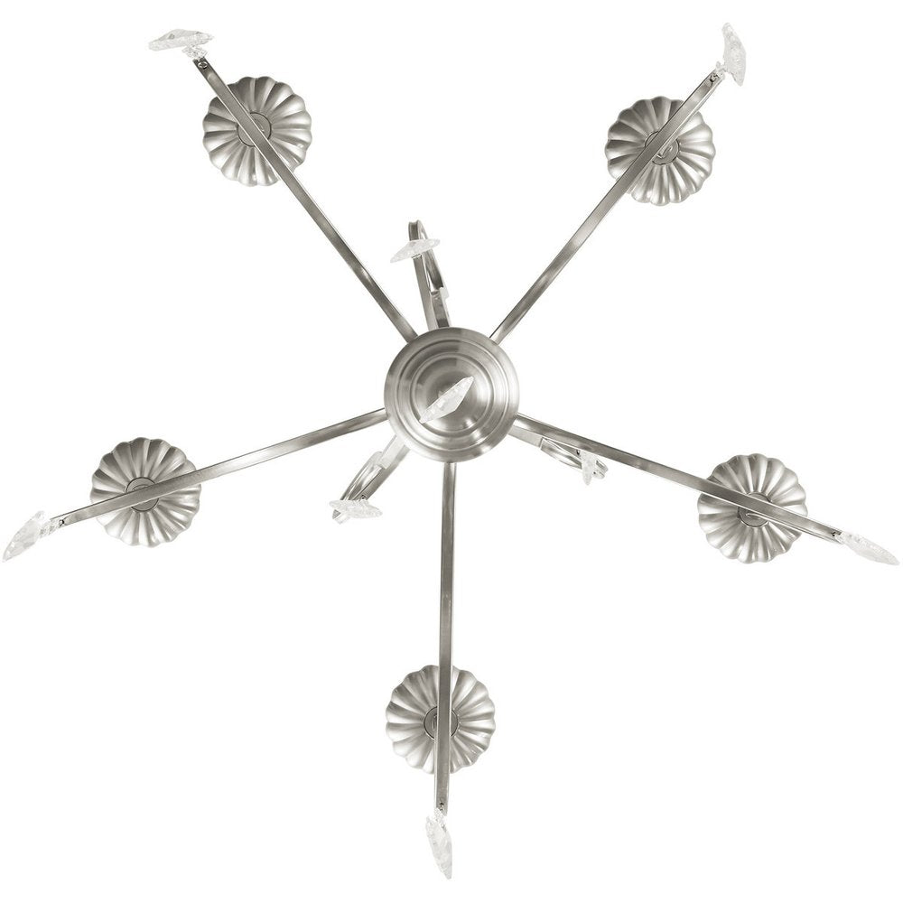 Nickel Five Light Metal Dimmable Chandelier With Shades HomeRoots