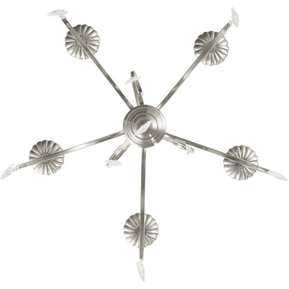 Nickel Five Light Metal Dimmable Chandelier With Shades HomeRoots