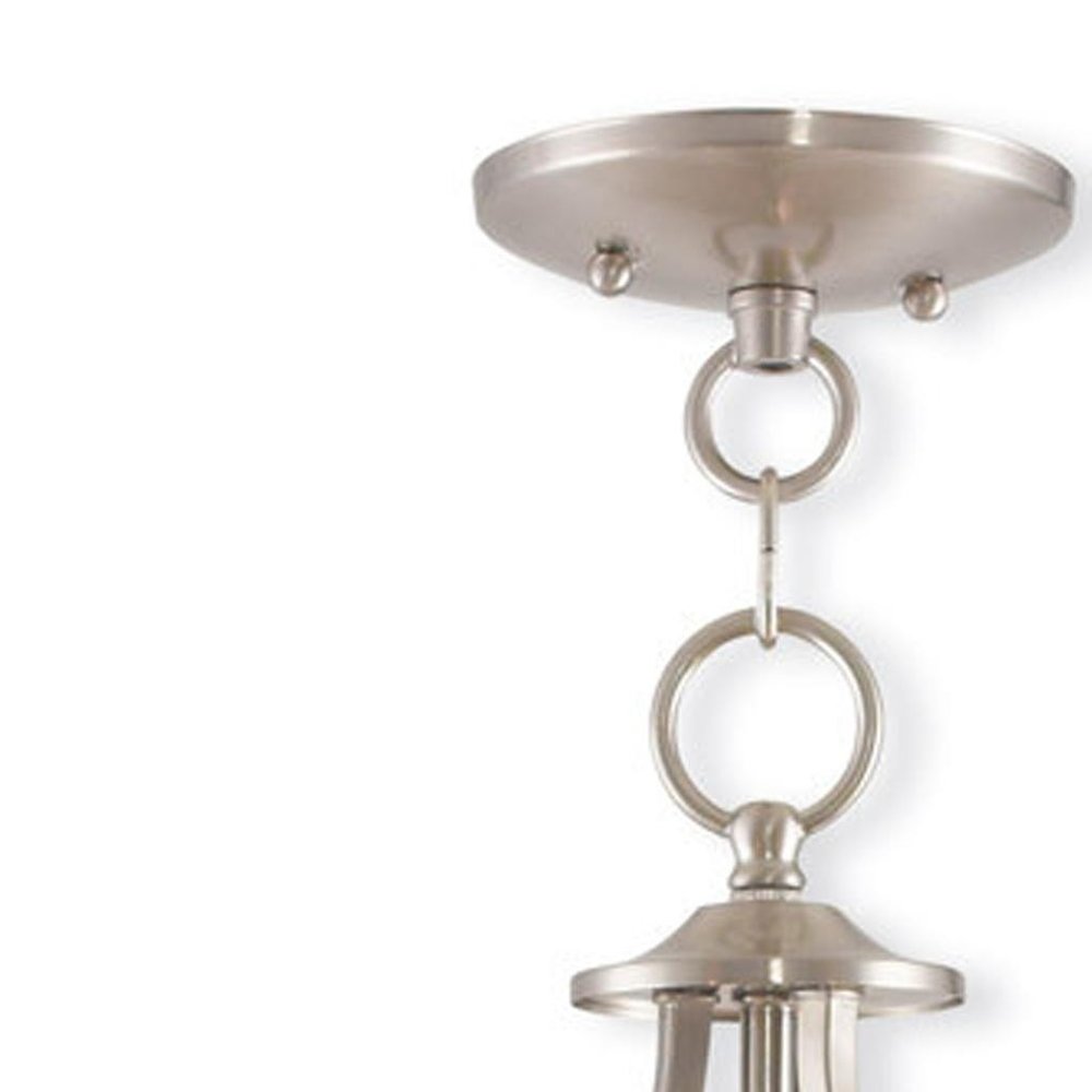 Nickel Five Light Metal Dimmable Chandelier With Shades HomeRoots