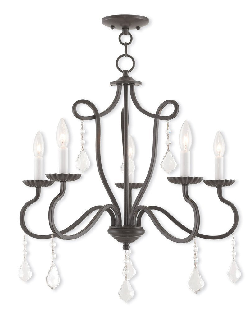 Bronze Five Light Metal Dimmable Chandelier With Shades HomeRoots