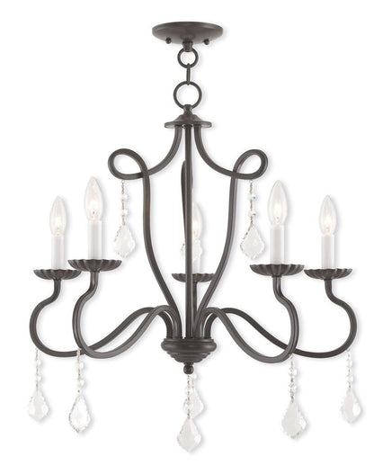 Bronze Five Light Metal Dimmable Chandelier With Shades HomeRoots