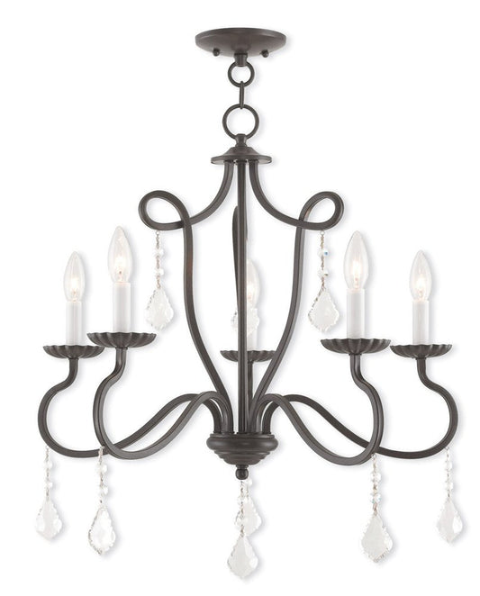 Bronze Five Light Metal Dimmable Chandelier With Shades HomeRoots