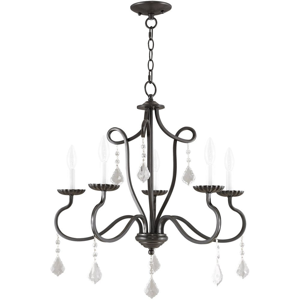 Bronze Five Light Metal Dimmable Chandelier With Shades HomeRoots