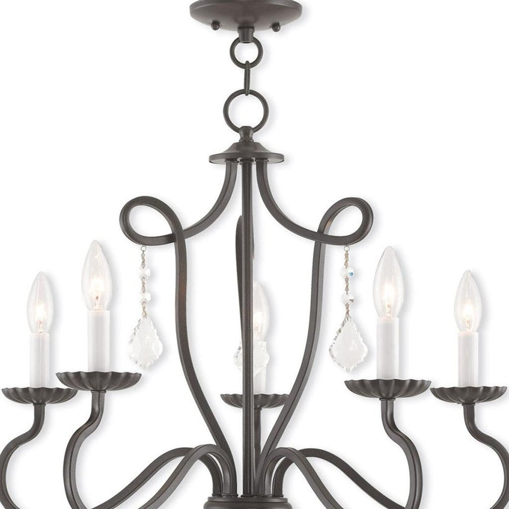 Bronze Five Light Metal Dimmable Chandelier With Shades HomeRoots