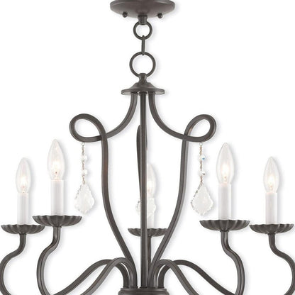 Bronze Five Light Metal Dimmable Chandelier With Shades HomeRoots
