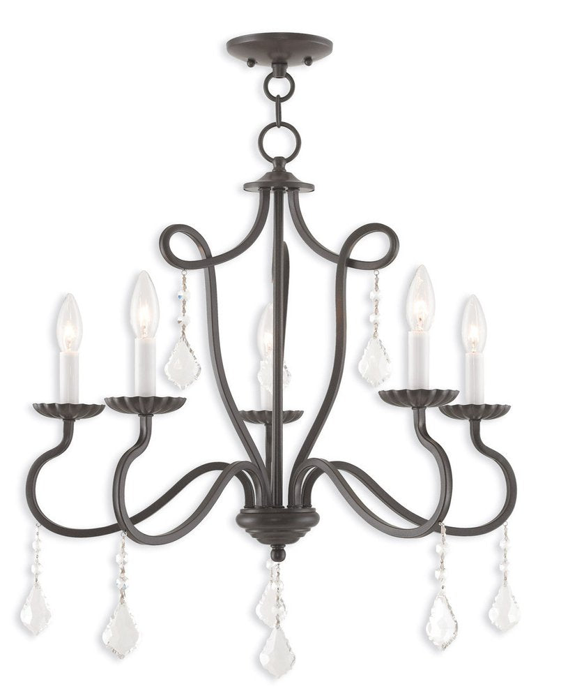 Bronze Five Light Metal Dimmable Chandelier With Shades HomeRoots