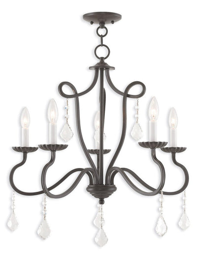 Bronze Five Light Metal Dimmable Chandelier With Shades HomeRoots
