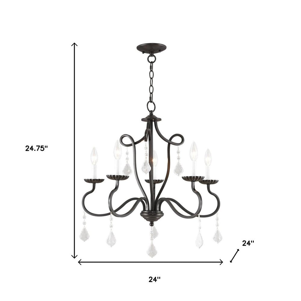 Bronze Five Light Metal Dimmable Chandelier With Shades HomeRoots