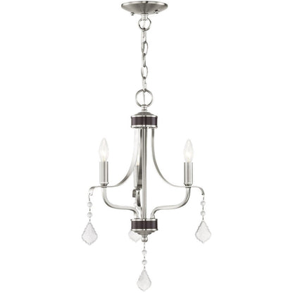 Nickel Three Light Metal Dimmable Chandelier With Shades HomeRoots