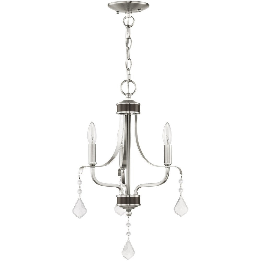 Nickel Three Light Metal Dimmable Chandelier With Shades HomeRoots