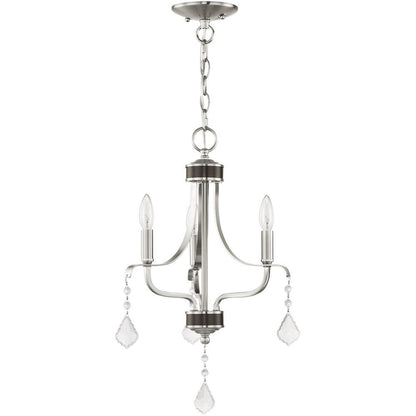 Nickel Three Light Metal Dimmable Chandelier With Shades HomeRoots