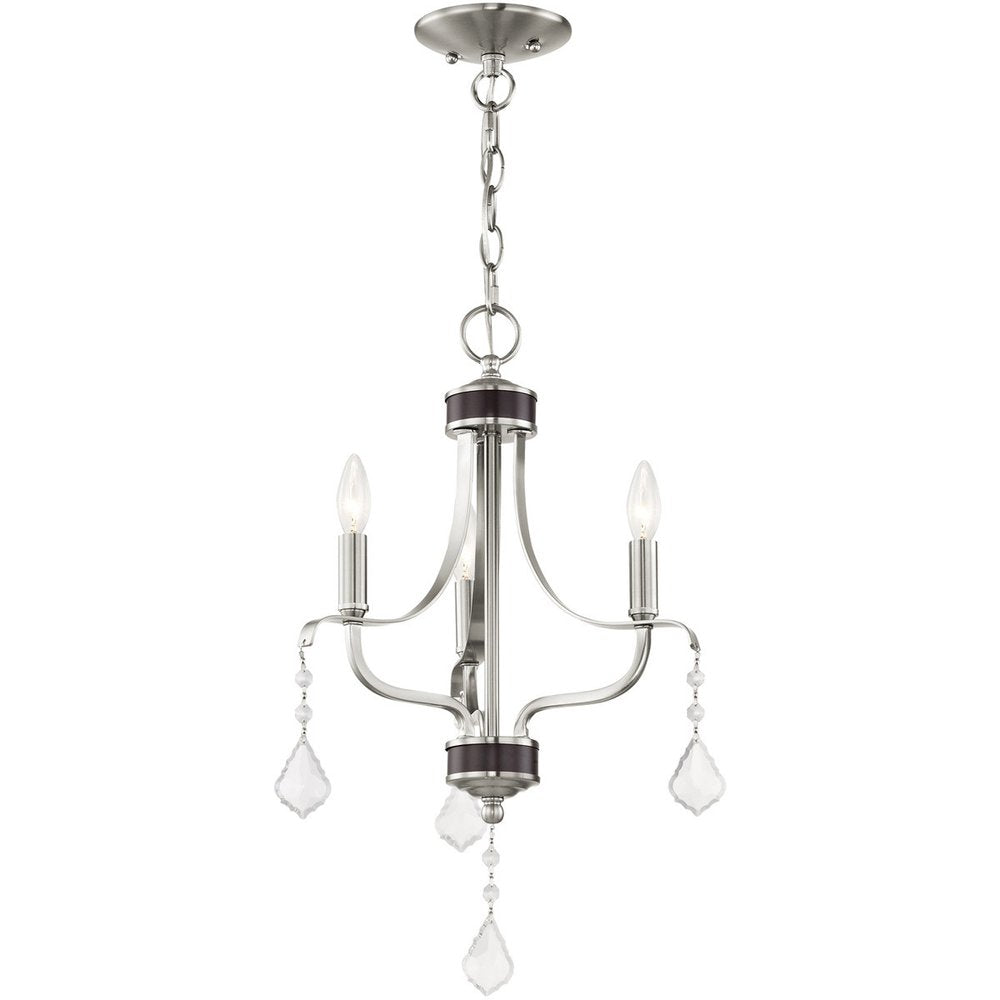 Nickel Three Light Metal Dimmable Chandelier With Shades HomeRoots