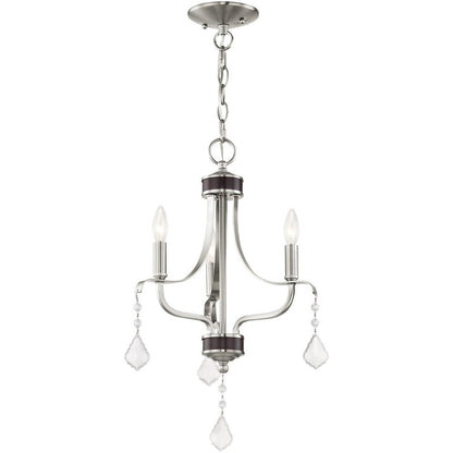 Nickel Three Light Metal Dimmable Chandelier With Shades HomeRoots