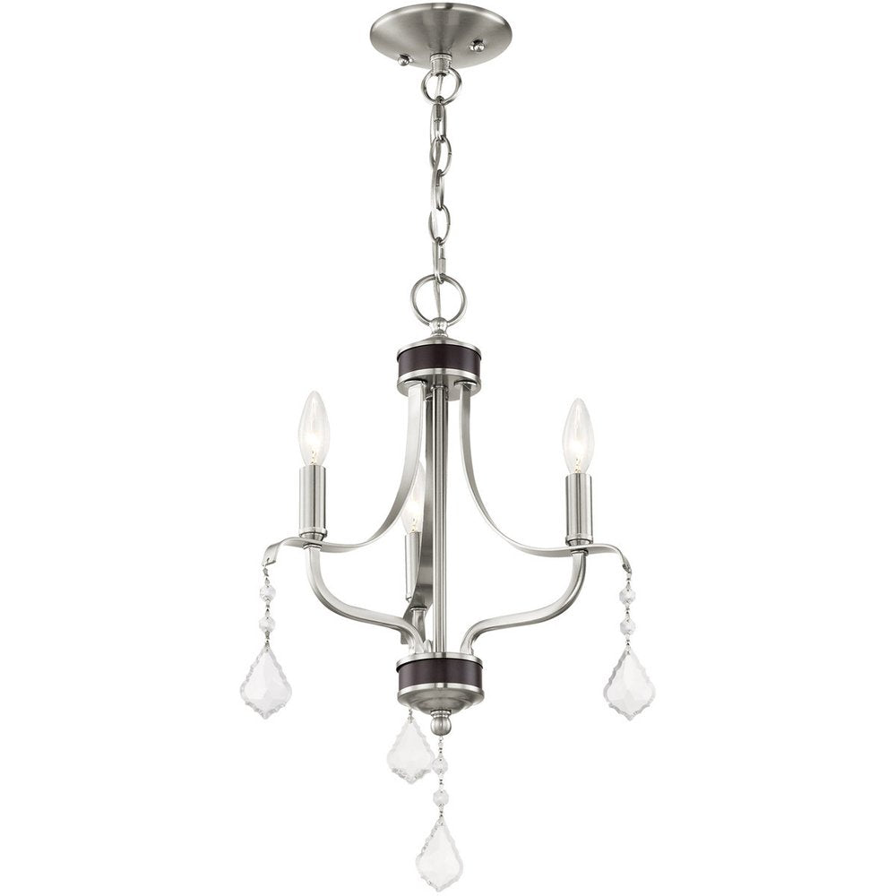 Nickel Three Light Metal Dimmable Chandelier With Shades HomeRoots