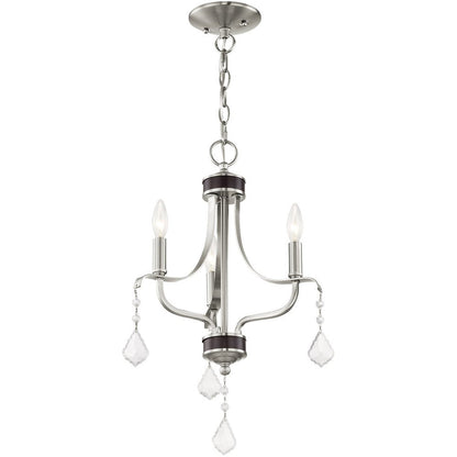 Nickel Three Light Metal Dimmable Chandelier With Shades HomeRoots