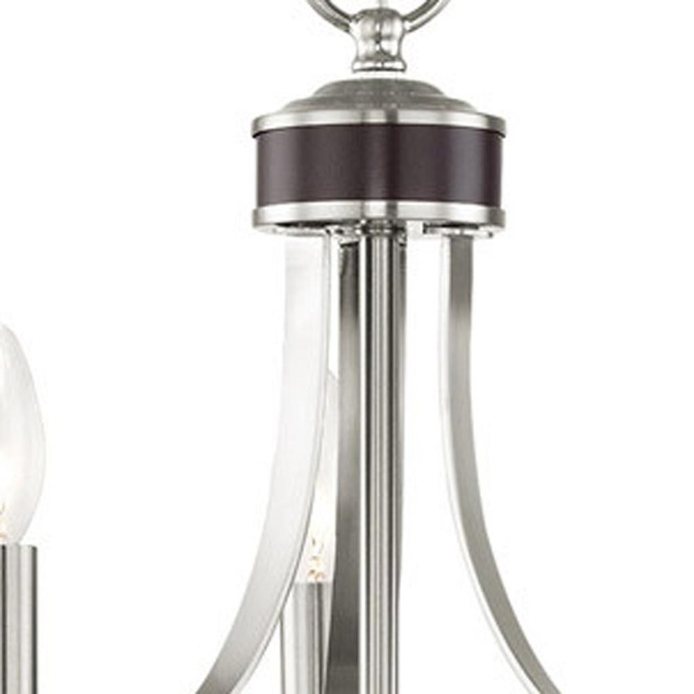 Nickel Three Light Metal Dimmable Chandelier With Shades HomeRoots