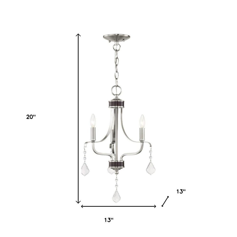 Nickel Three Light Metal Dimmable Chandelier With Shades HomeRoots