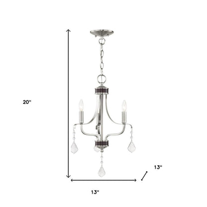 Nickel Three Light Metal Dimmable Chandelier With Shades HomeRoots