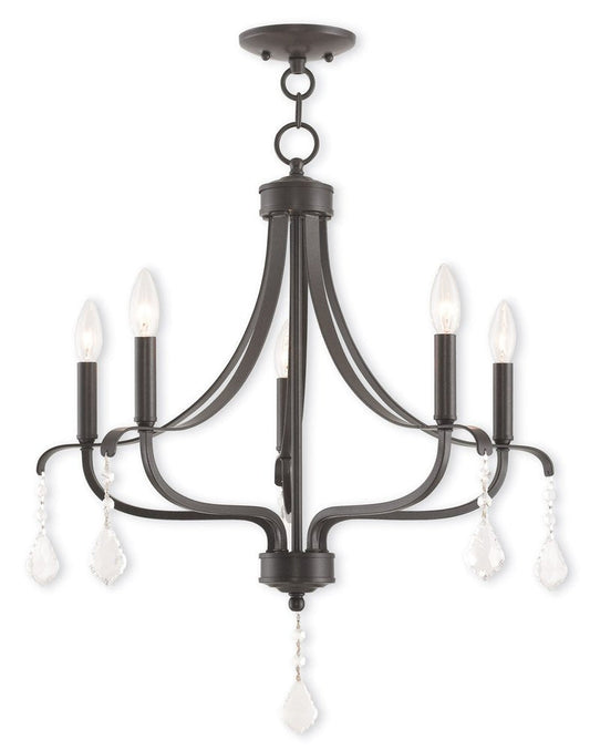 Bronze Five Light Metal Dimmable Chandelier With Shades HomeRoots