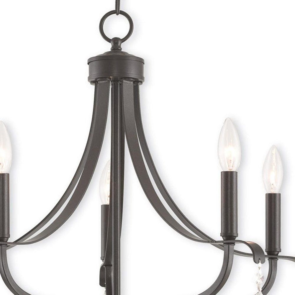 Bronze Five Light Metal Dimmable Chandelier With Shades HomeRoots