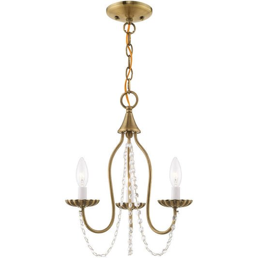 Antiqued Brass Three Light Metal Dimmable Chandelier With Shades HomeRoots