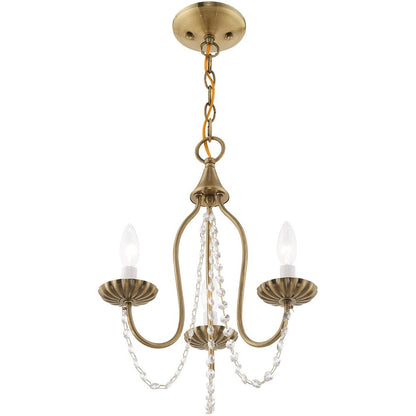 Antiqued Brass Three Light Metal Dimmable Chandelier With Shades HomeRoots
