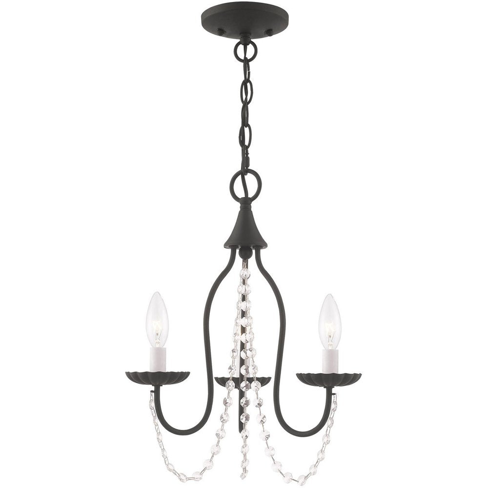 Black Three Light Metal Dimmable Chandelier With Shades HomeRoots