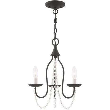Black Three Light Metal Dimmable Chandelier With Shades HomeRoots