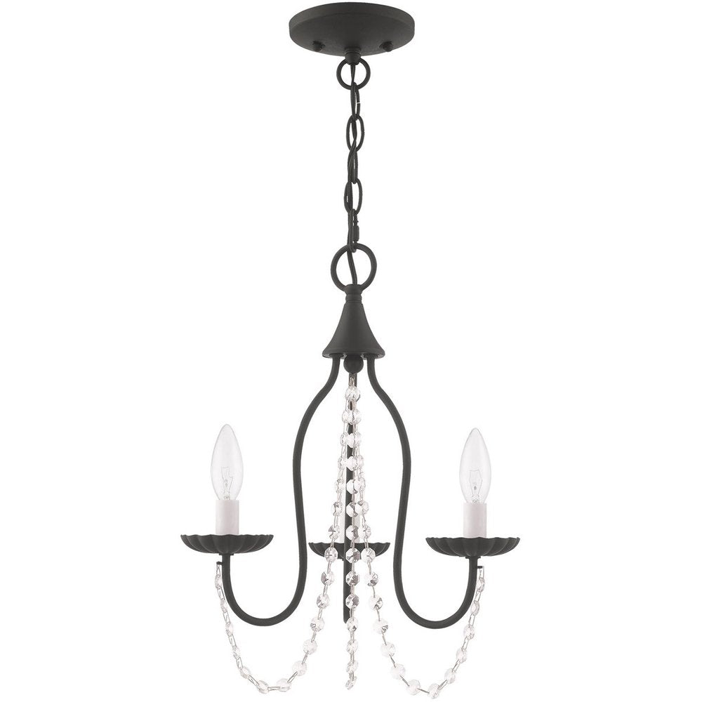 Black Three Light Metal Dimmable Chandelier With Shades HomeRoots