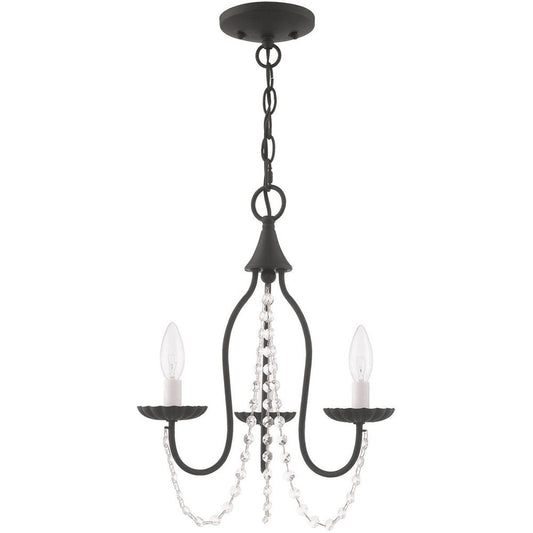 Black Three Light Metal Dimmable Chandelier With Shades HomeRoots