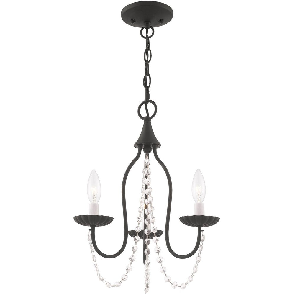 Black Three Light Metal Dimmable Chandelier With Shades HomeRoots