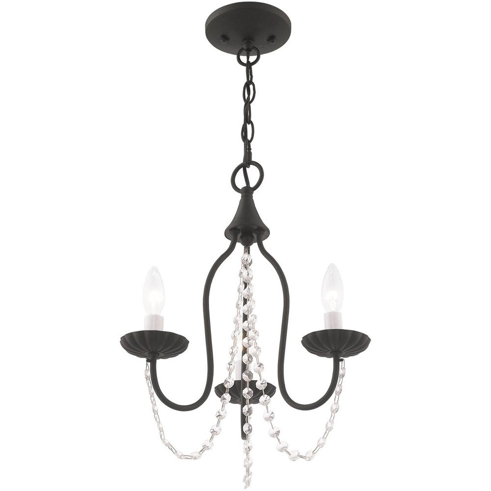 Black Three Light Metal Dimmable Chandelier With Shades HomeRoots