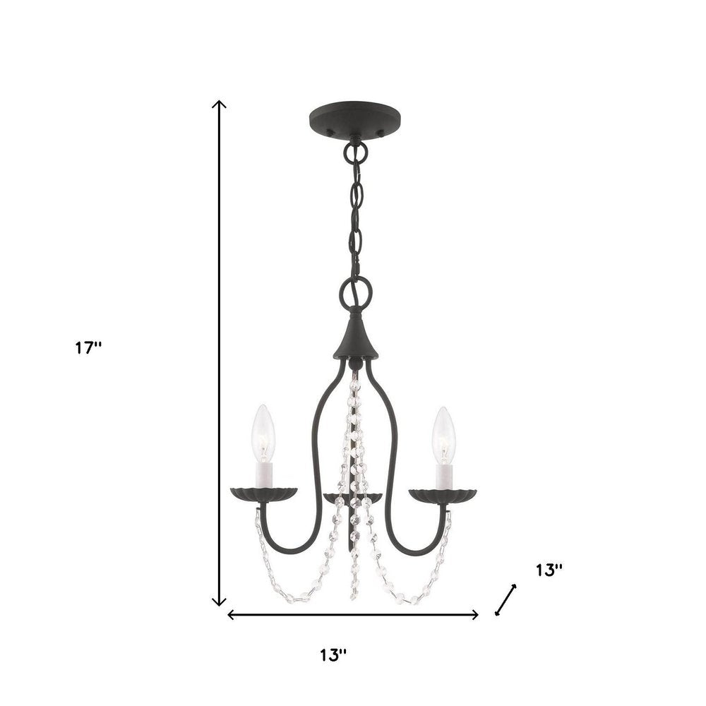 Black Three Light Metal Dimmable Chandelier With Shades HomeRoots