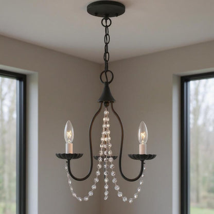 Black Three Light Metal Dimmable Chandelier With Shades HomeRoots