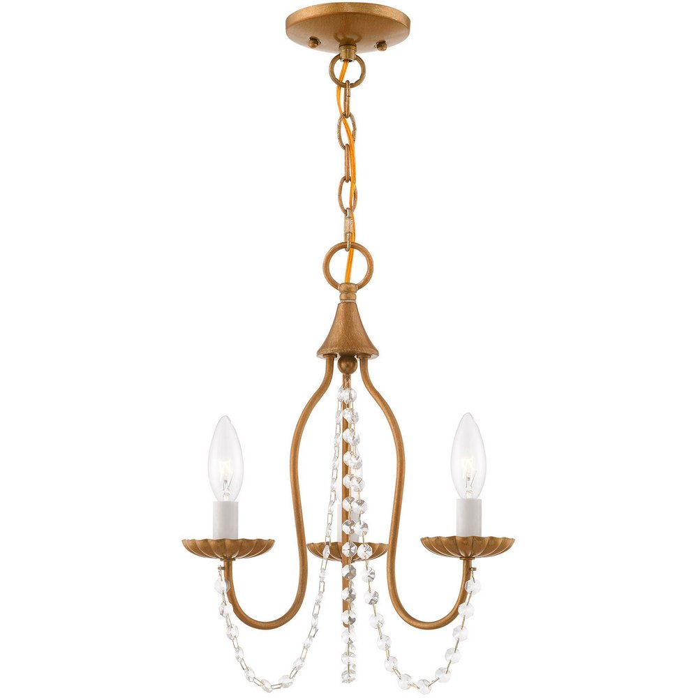 Antiqued Gold Three Light Metal Dimmable Chandelier With Shades HomeRoots