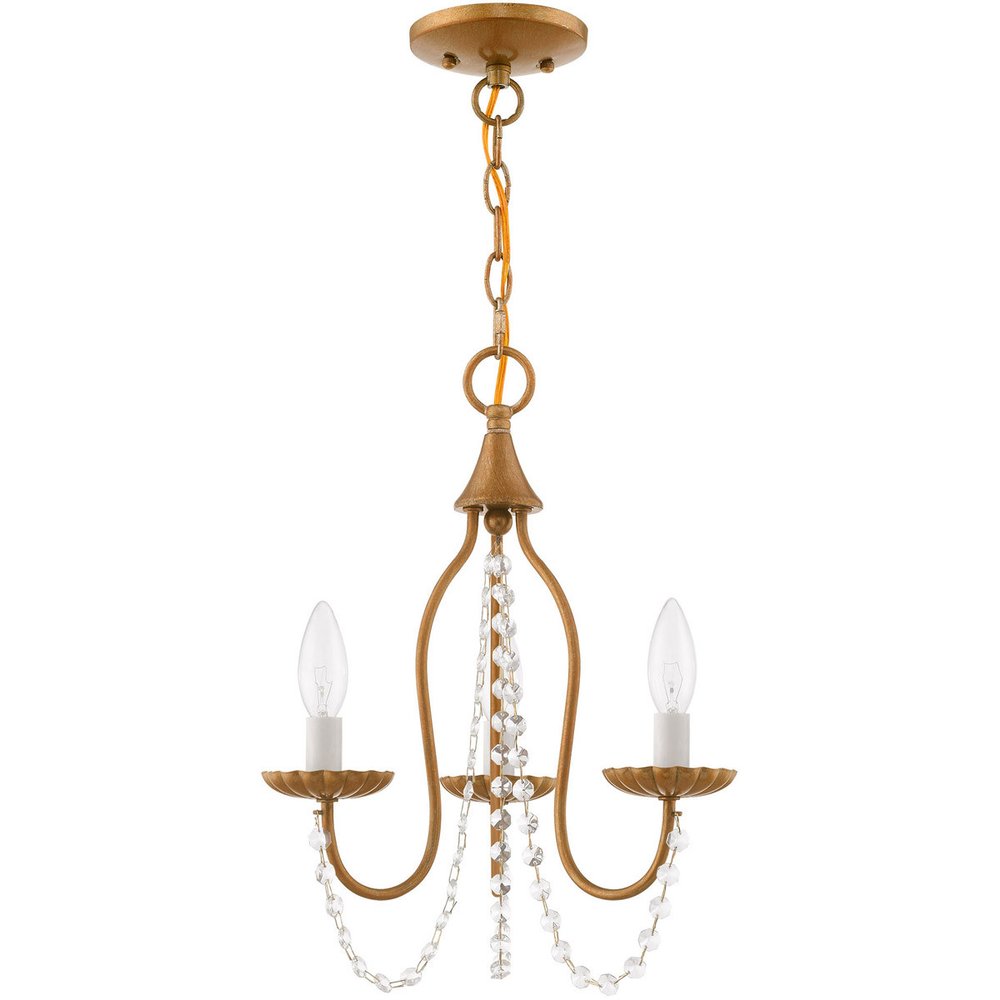 Antiqued Gold Three Light Metal Dimmable Chandelier With Shades HomeRoots