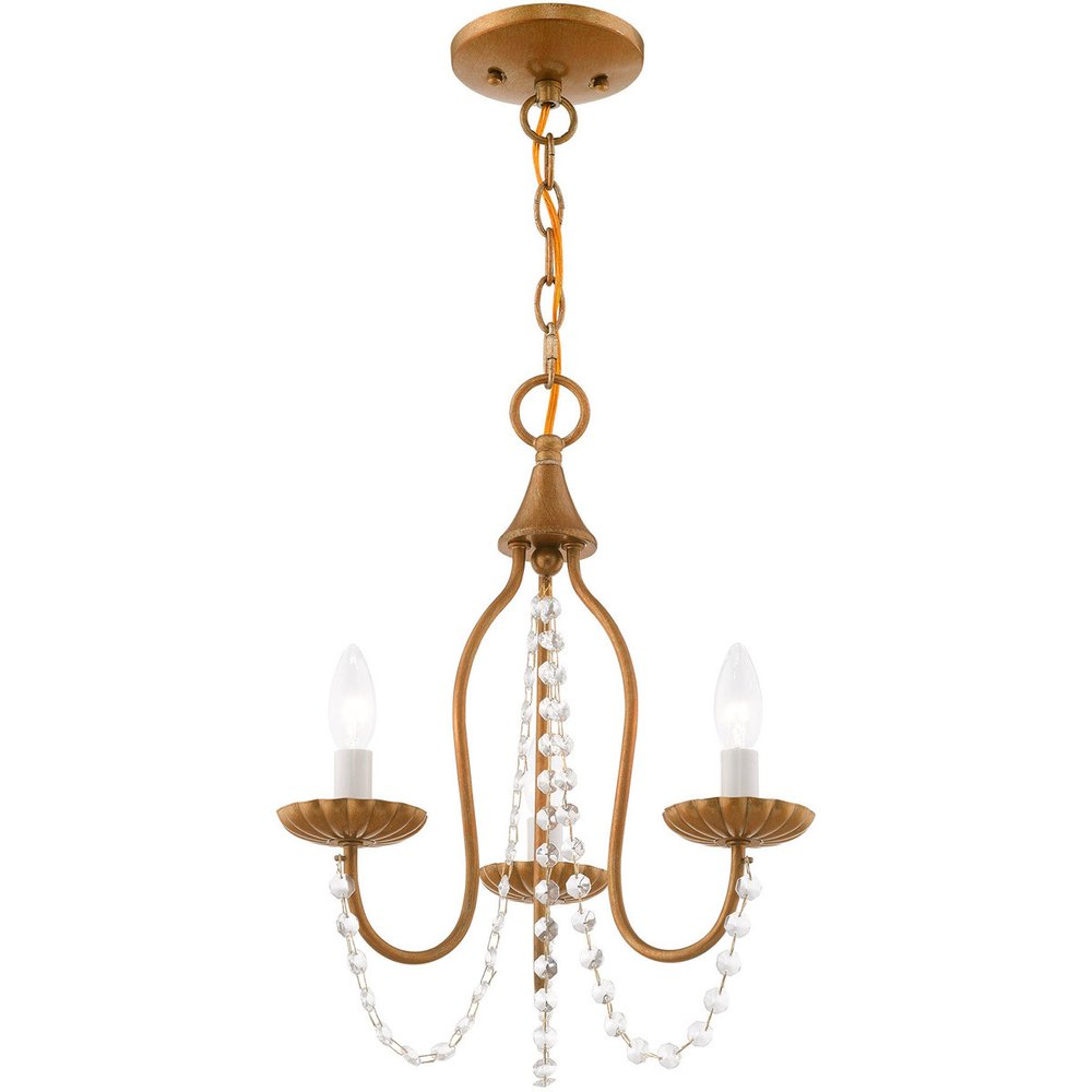 Antiqued Gold Three Light Metal Dimmable Chandelier With Shades HomeRoots