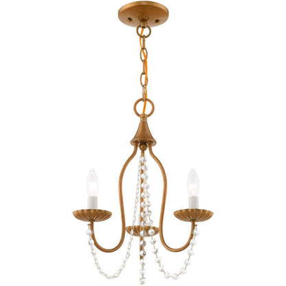 Antiqued Gold Three Light Metal Dimmable Chandelier With Shades HomeRoots