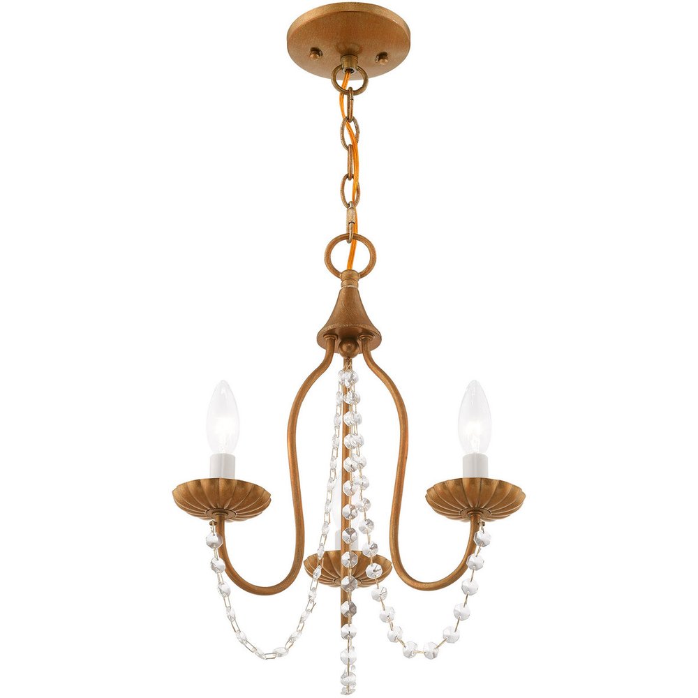 Antiqued Gold Three Light Metal Dimmable Chandelier With Shades HomeRoots