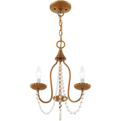 Antiqued Gold Three Light Metal Dimmable Chandelier With Shades HomeRoots