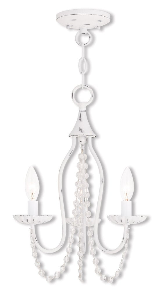 White Three Light Metal Dimmable Chandelier With Shades HomeRoots