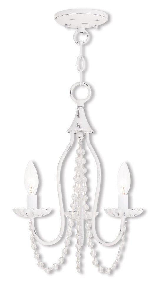 White Three Light Metal Dimmable Chandelier With Shades HomeRoots
