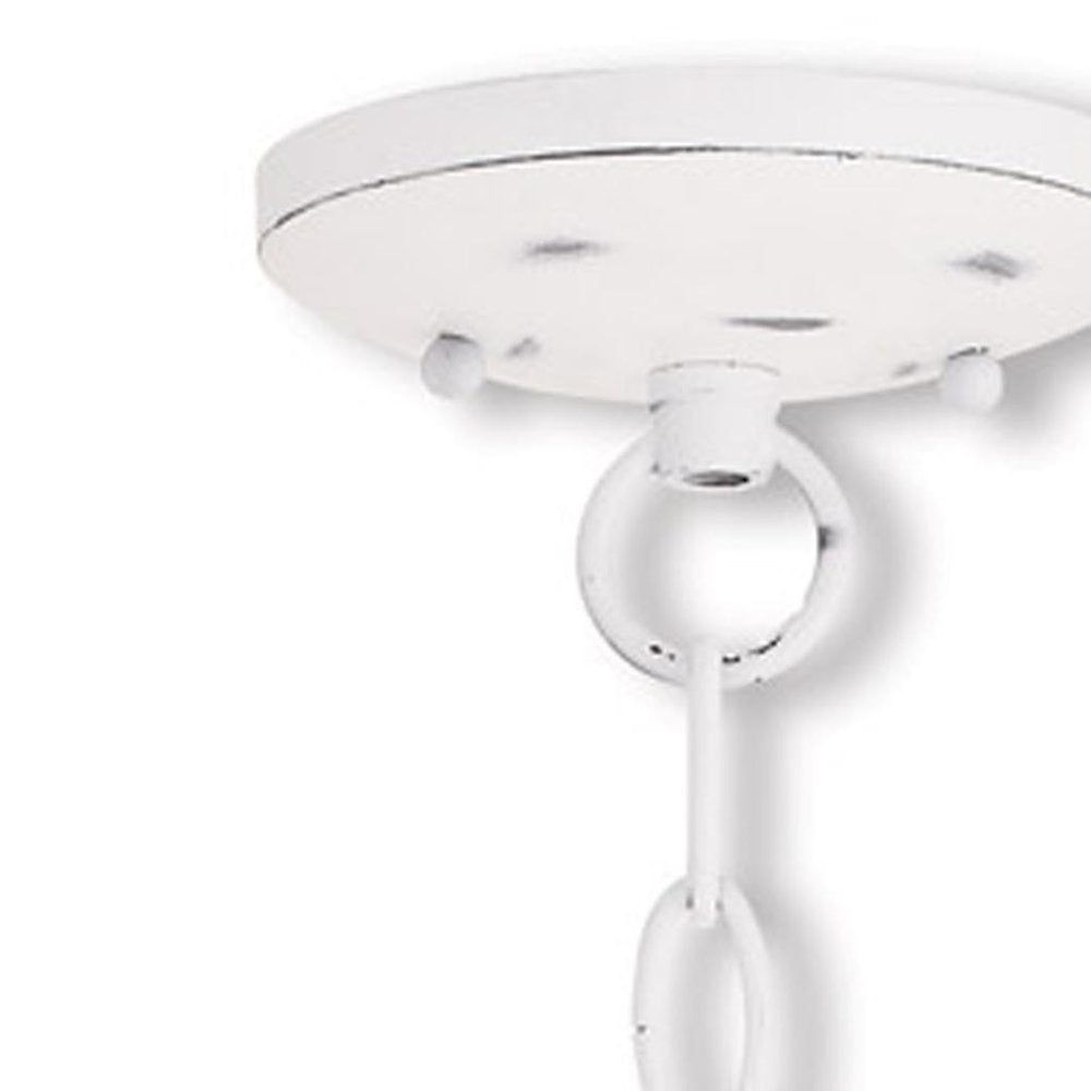 White Three Light Metal Dimmable Chandelier With Shades HomeRoots