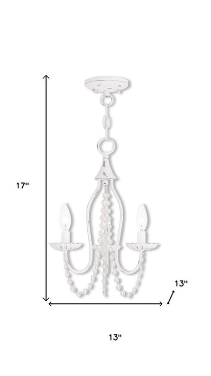 White Three Light Metal Dimmable Chandelier With Shades HomeRoots