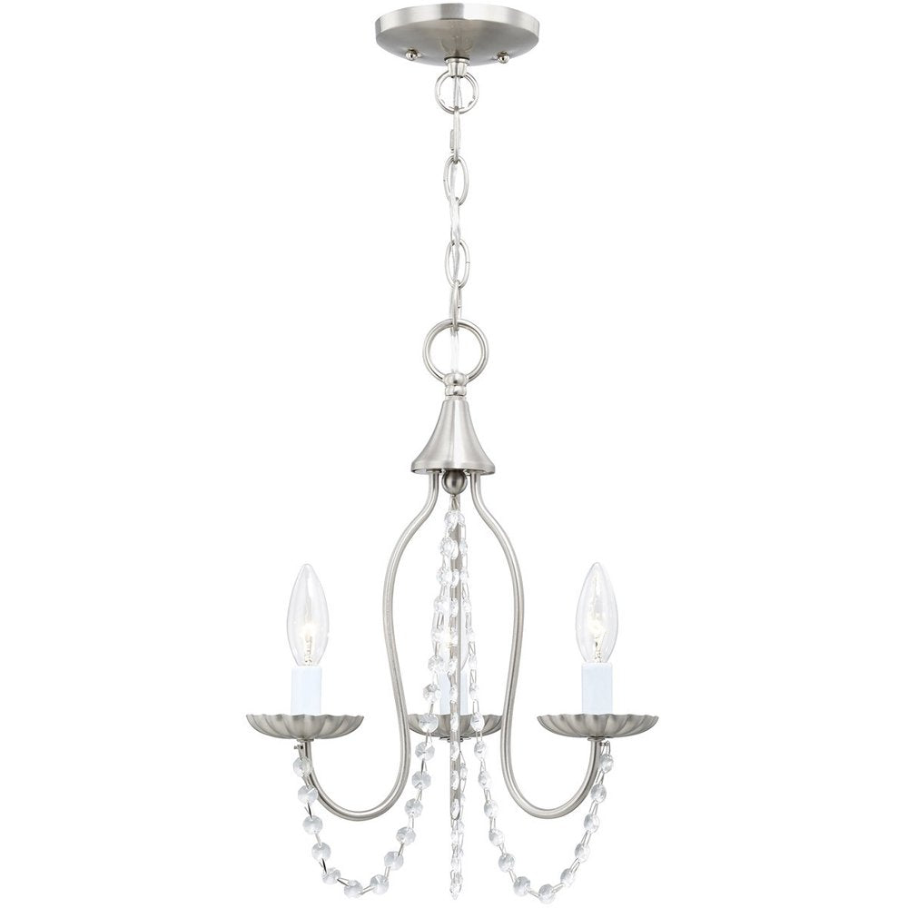 Nickel Three Light Metal Dimmable Chandelier With Shades HomeRoots
