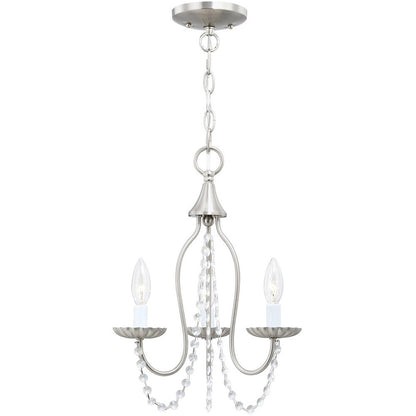 Nickel Three Light Metal Dimmable Chandelier With Shades HomeRoots